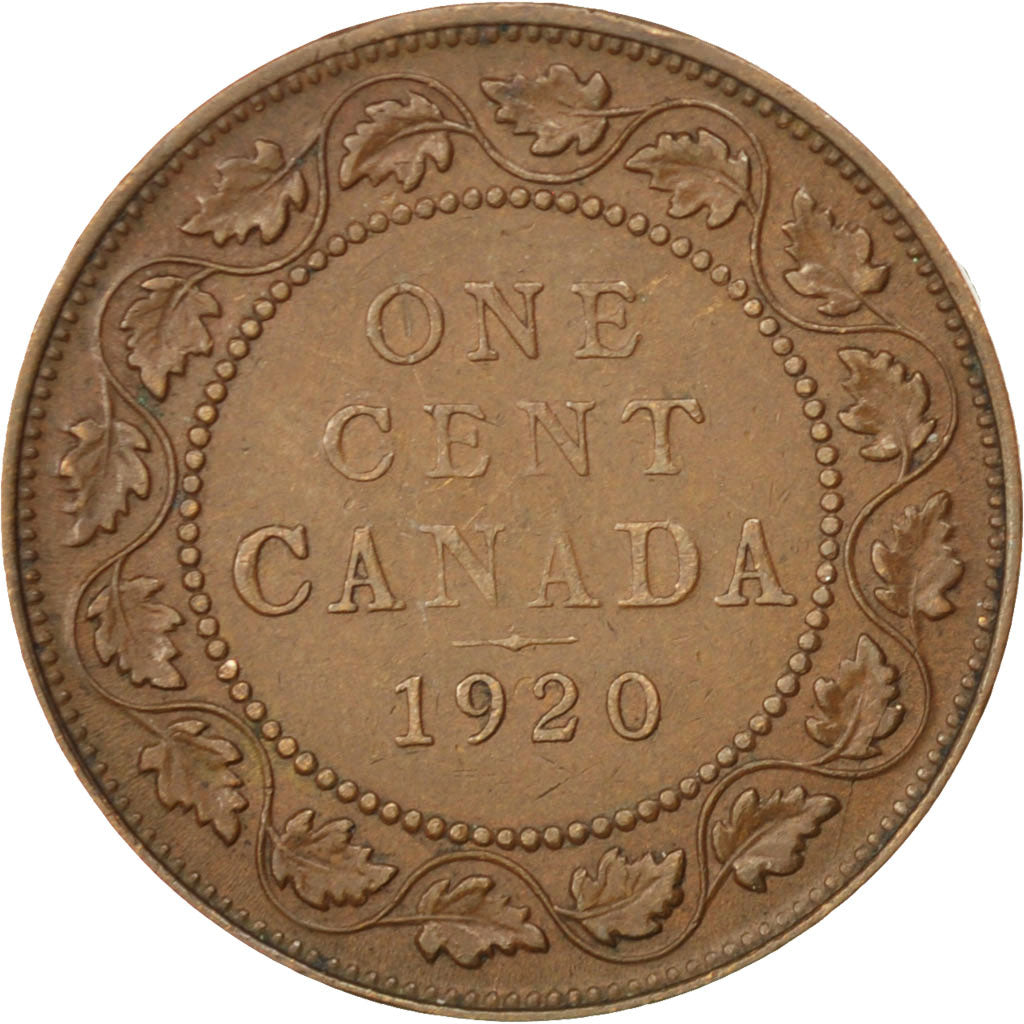 CANADA, Cent, 1920, Royal Canadian Mint, KM #21, AU(50-53), Bronze, 25.5, 5.64