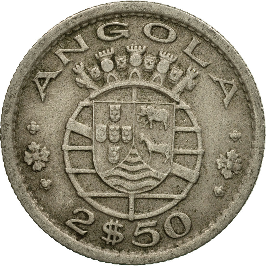 Coin, Angola, 2-1/2 Escudos, 1953, EF(40-45), Copper-nickel, KM:77