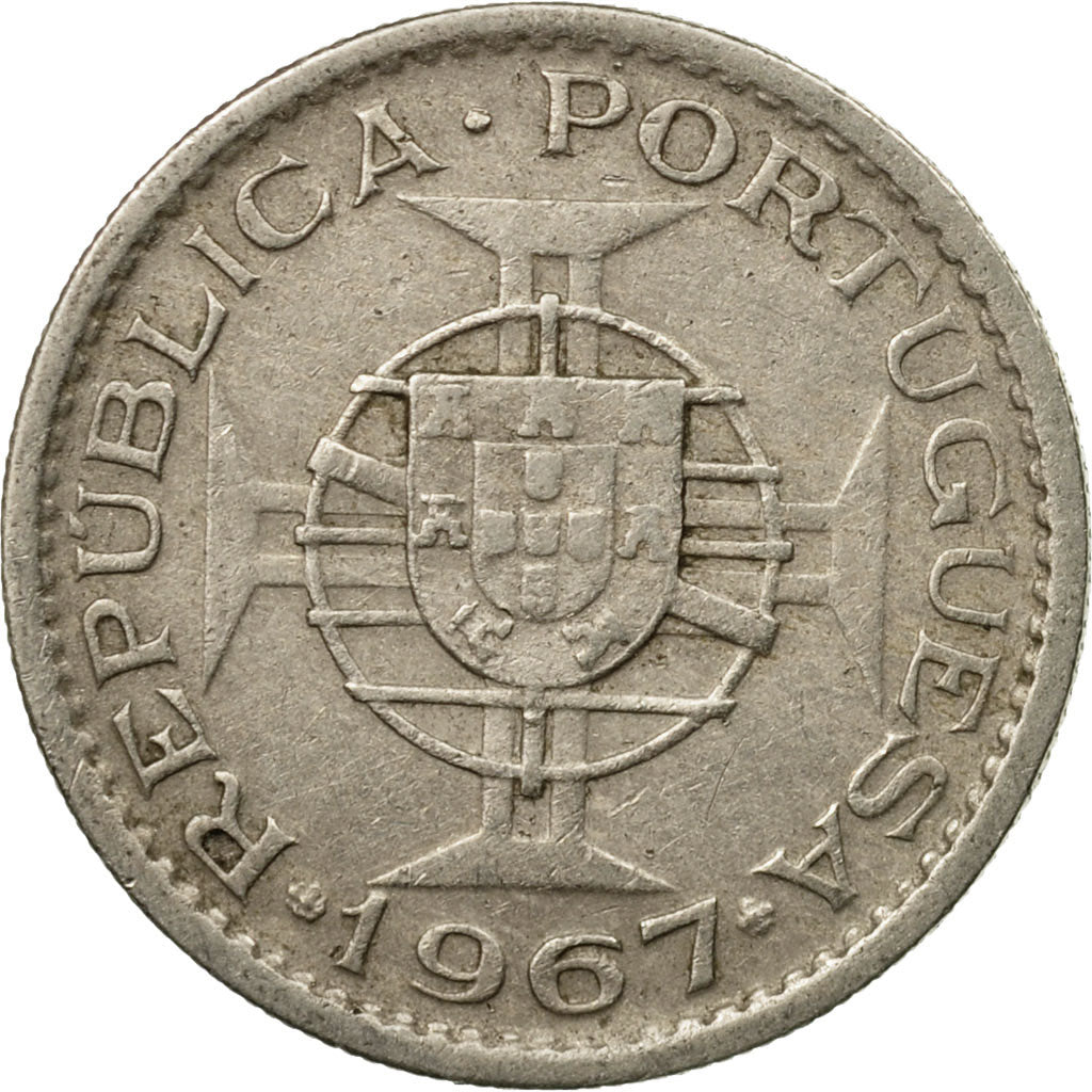 Coin, Angola, 2-1/2 Escudos, 1967, EF(40-45), Copper-nickel, KM:77