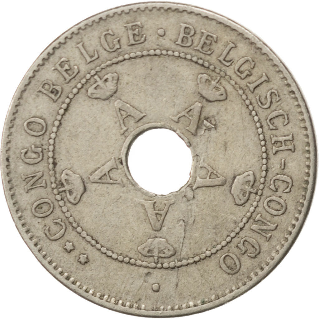 BELGIAN CONGO, 20 Centimes, 1911, KM #19, EF(40-45), Copper-Nickel, 25.1, 3.95