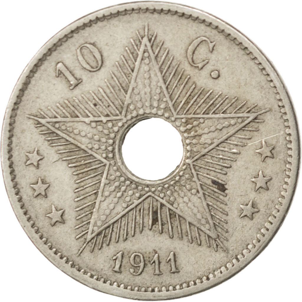 BELGIAN CONGO, 20 Centimes, 1911, KM #19, EF(40-45), Copper-Nickel, 25.1, 3.95