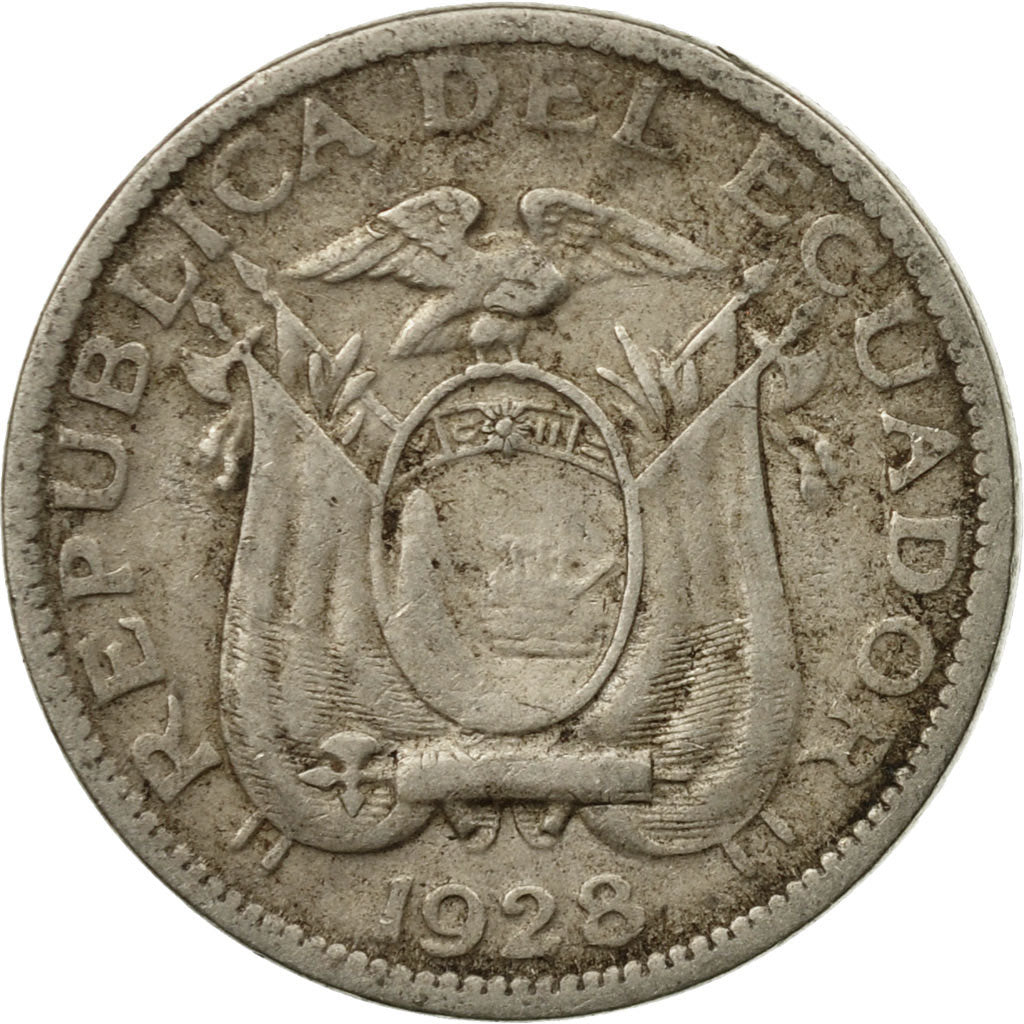Coin, Ecuador, 5 Centavos, Cinco, 1928, Heaton, EF(40-45), Nickel, KM:69