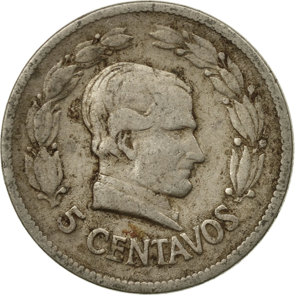 Coin, Ecuador, 5 Centavos, Cinco, 1928, Heaton, EF(40-45), Nickel, KM:69