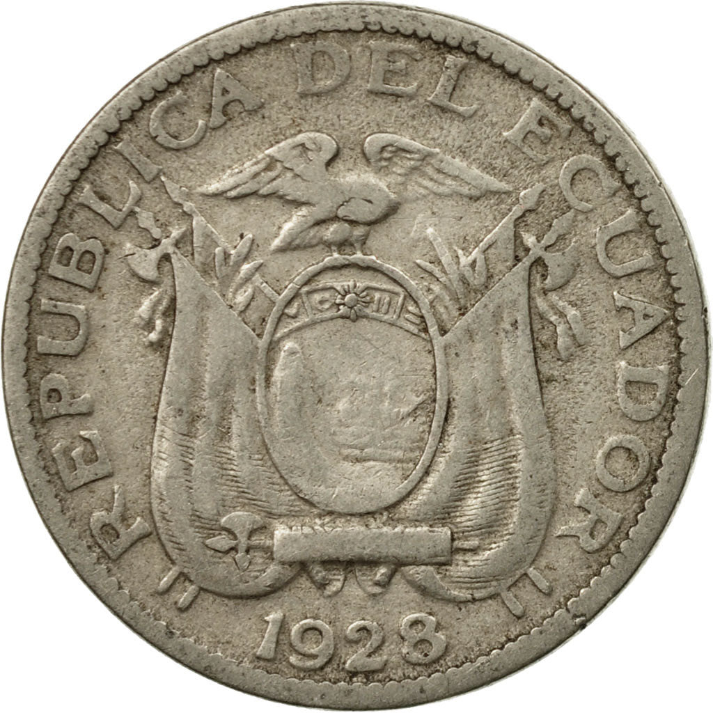 Coin, Ecuador, 5 Centavos, Cinco, 1928, Heaton, EF(40-45), Nickel, KM:69