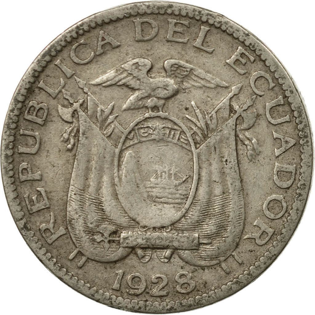Coin, Ecuador, 5 Centavos, Cinco, 1928, Heaton, EF(40-45), Nickel, KM:69