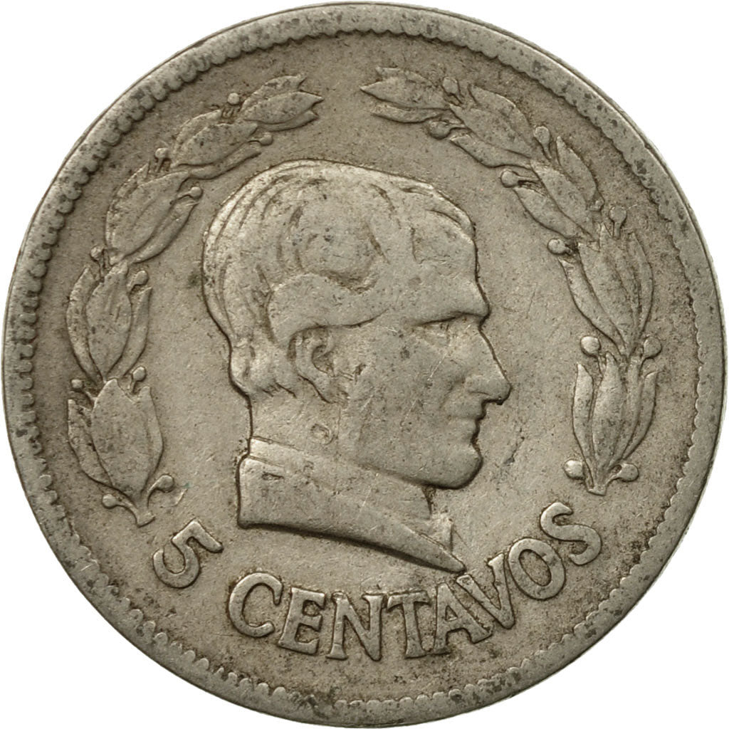 Coin, Ecuador, 5 Centavos, Cinco, 1928, Heaton, EF(40-45), Nickel, KM:69