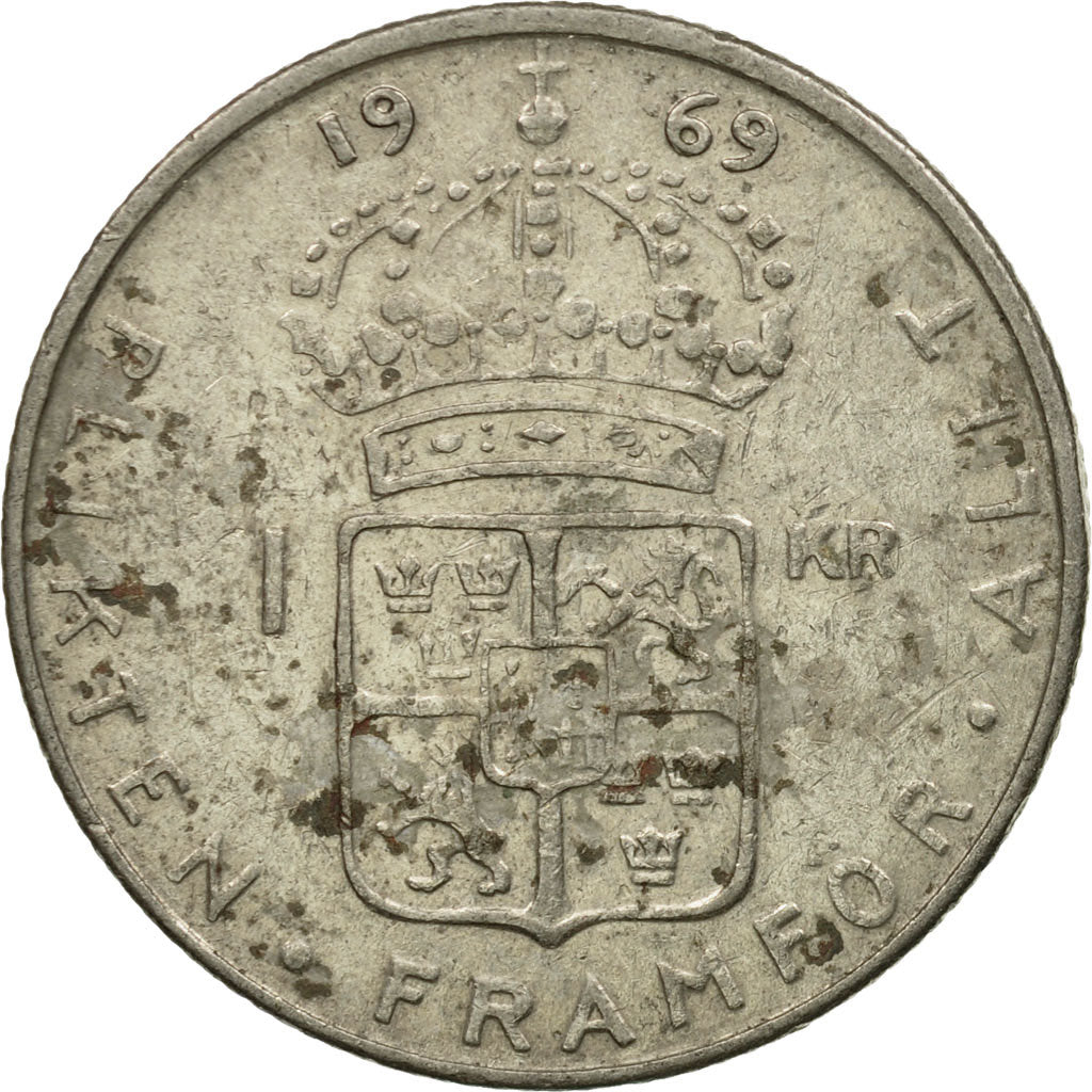 Coin, Sweden, Gustaf VI, Krona, 1969, VF(30-35), Copper-Nickel Clad Copper