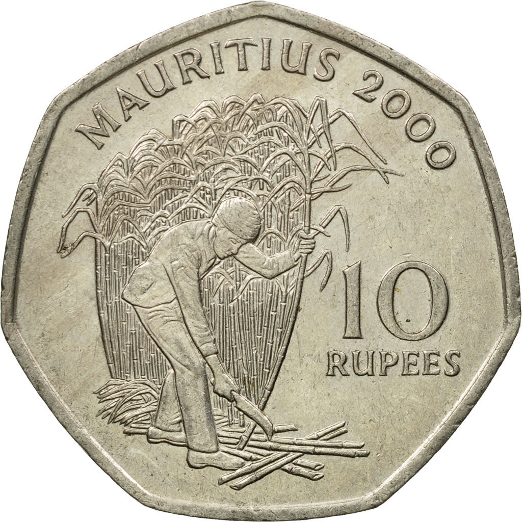 Coin, Mauritius, 10 Rupees, 2000, EF(40-45), Copper-nickel, KM:61