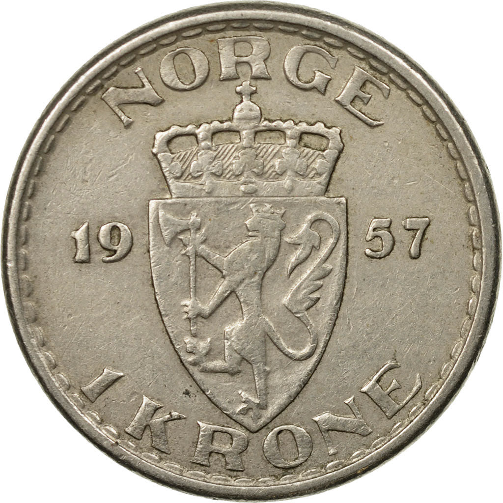 Münze, Norwegen, Haakon VII, Krone, 1957, SS, Copper-nickel, KM:397.2