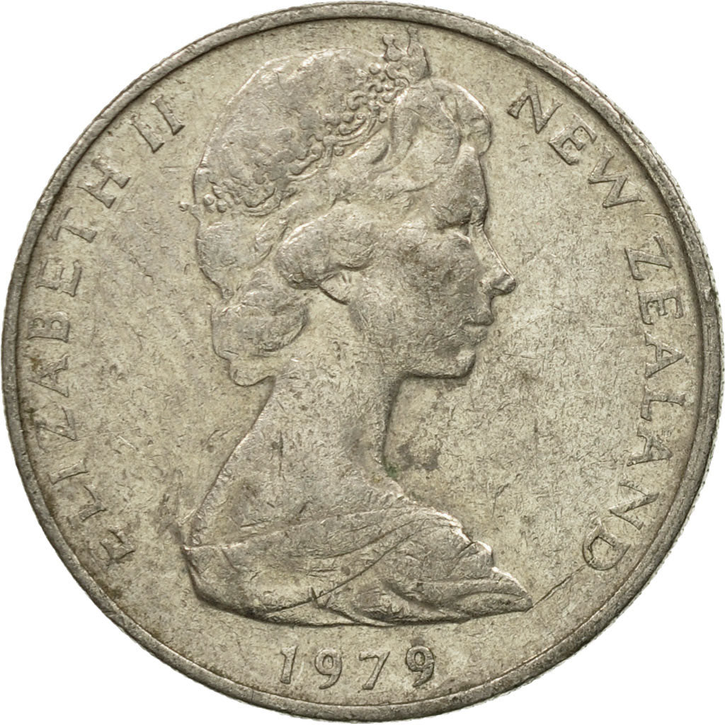 Moneda, Nueva Zelanda, Elizabeth II, 10 Cents, 1979, MBC, Cobre - níquel
