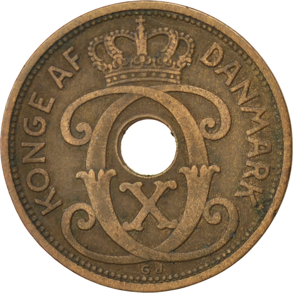 Danimarca, Christian X, 5 Öre, 1927, MB+, Bronzo, KM:828.1