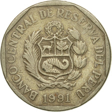 Coin, Peru, 50 Centimos, 1991, Lima, VF(30-35), Copper-Nickel-Zinc, KM:307.1