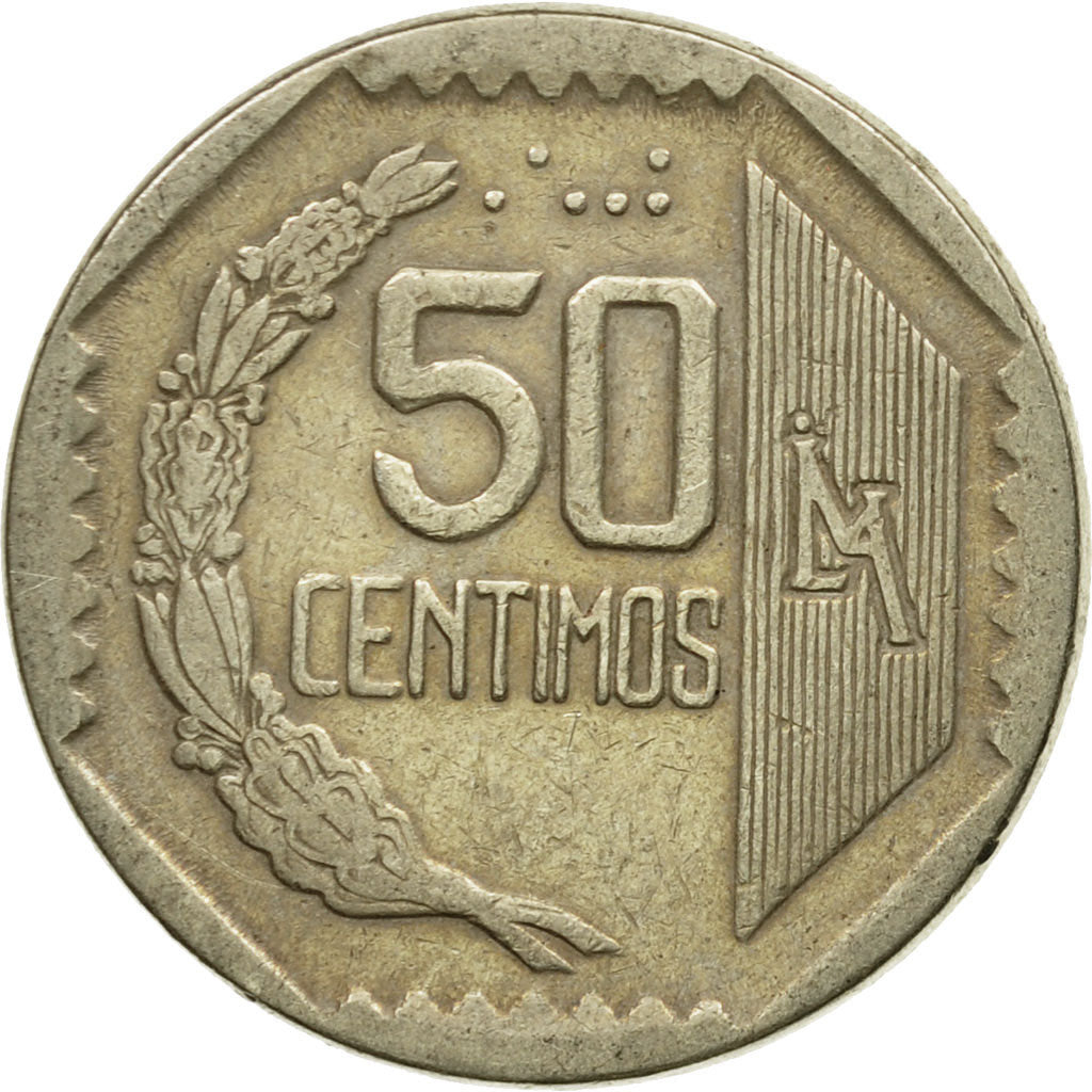Coin, Peru, 50 Centimos, 1991, Lima, VF(30-35), Copper-Nickel-Zinc, KM:307.1
