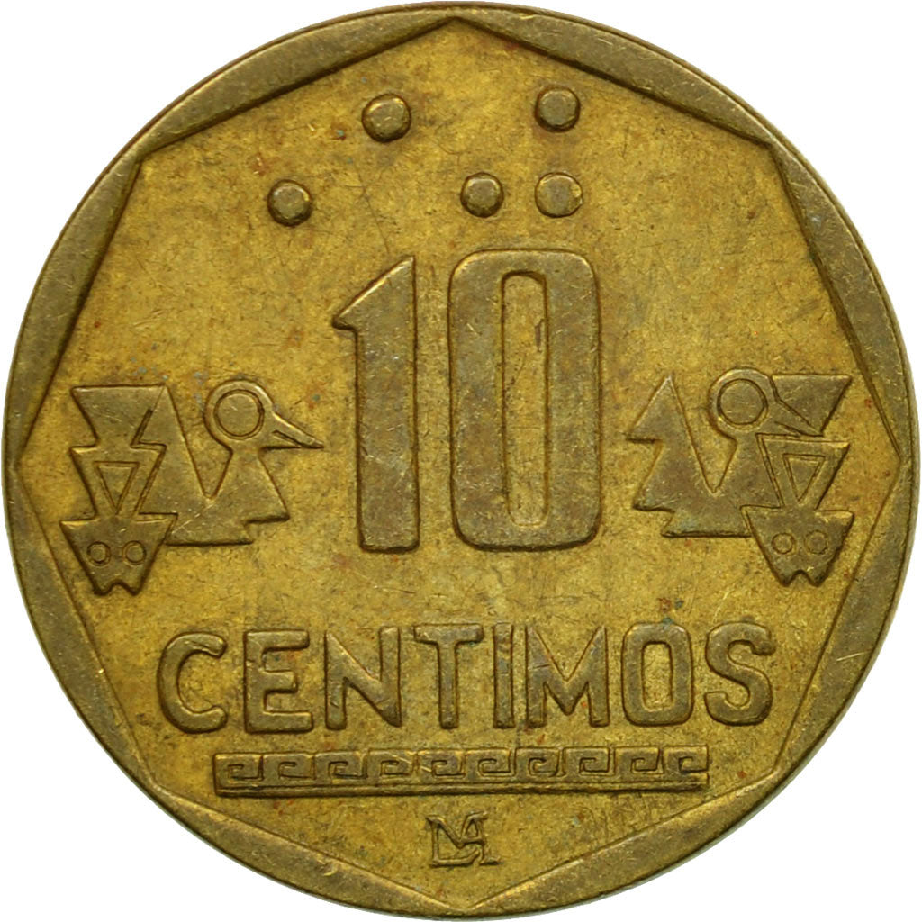 Coin, Peru, 10 Centimos, 1994, Lima, EF(40-45), Brass, KM:305.1
