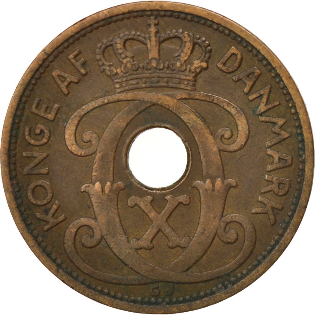DENMARK, 5 Ore, 1928, Copenhagen, KM #828.2, VF(30-35), Bronze, 7.54
