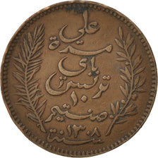 Coin, Tunisia, Ali Bey, 10 Centimes, 1891, Paris, EF(40-45), Bronze, KM:222