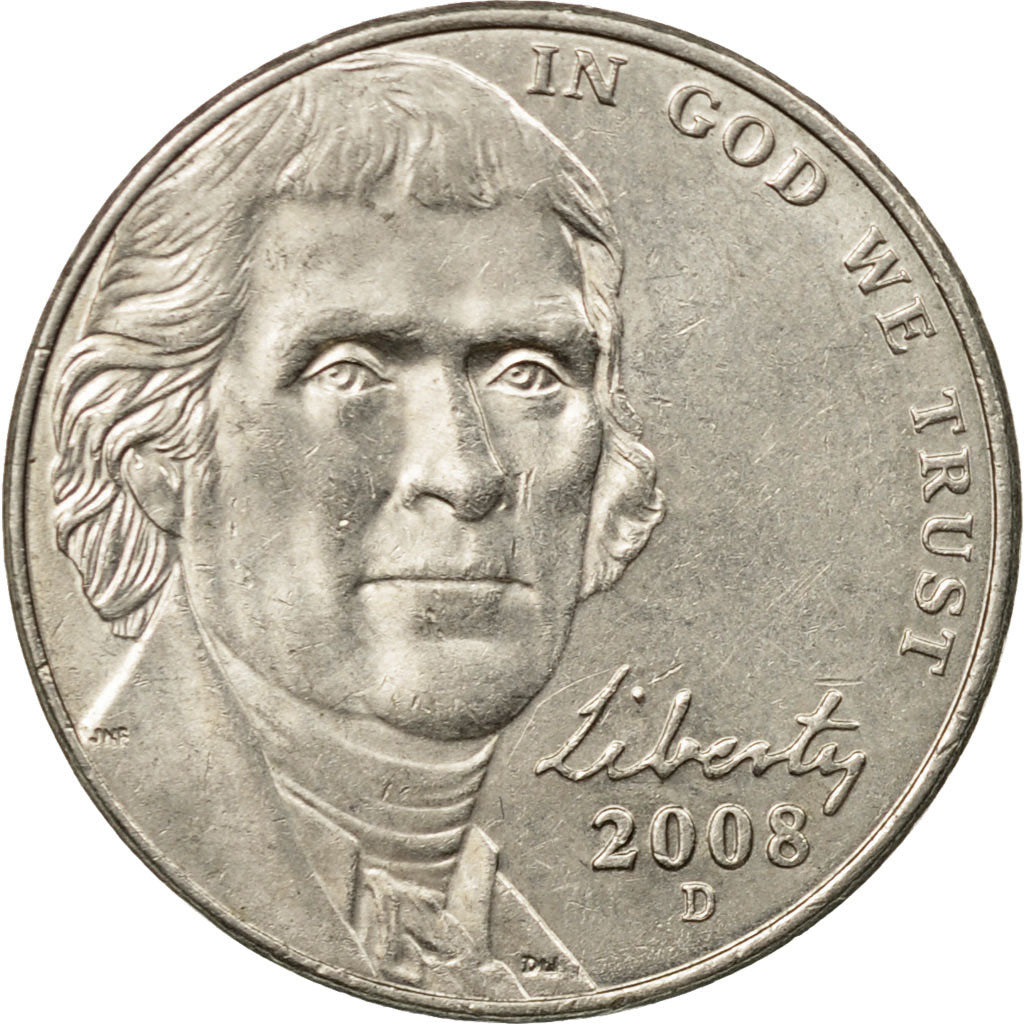 Coin, United States, Jefferson large facing portrait - Enhanced Monticello