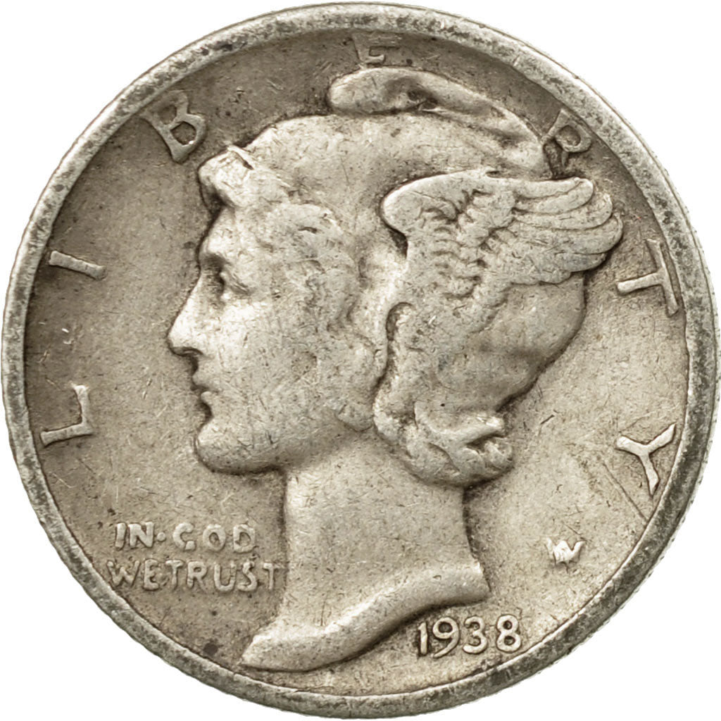 Coin, United States, Mercury Dime, Dime, 1938, U.S. Mint, San Francisco