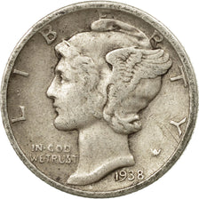 Coin, United States, Mercury Dime, Dime, 1938, U.S. Mint, San Francisco