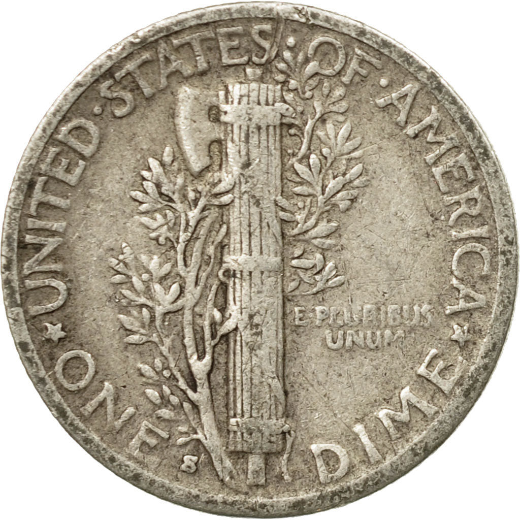 Coin, United States, Mercury Dime, Dime, 1938, U.S. Mint, San Francisco