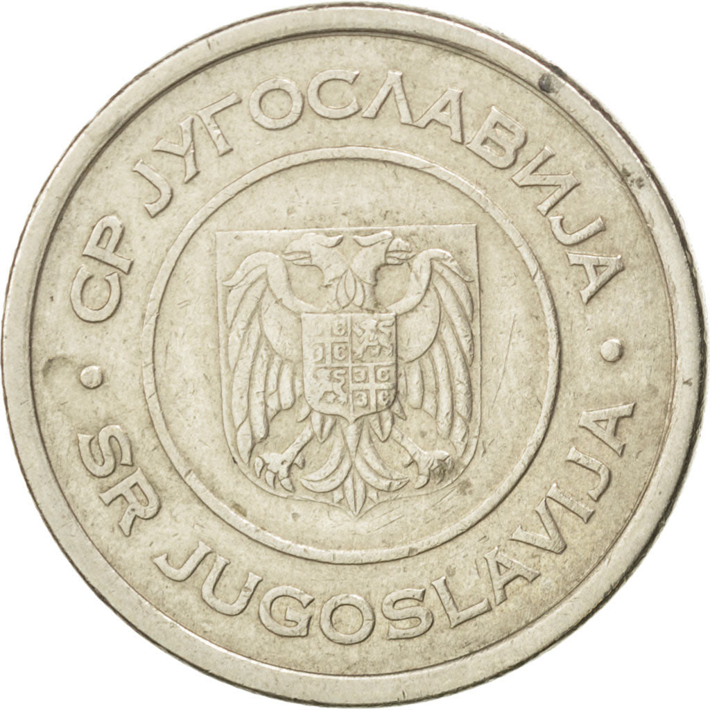 YUGOSLAVIA, 5 Dinara, 2002, Belgrade, KM #182, EF(40-45), Copper-Nickel-Zinc,...