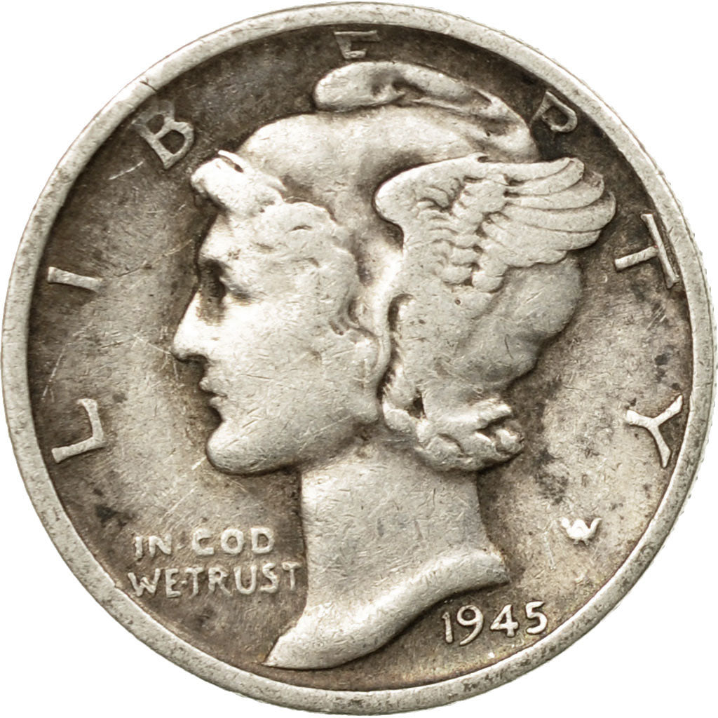 Coin, United States, Mercury Dime, Dime, 1945, U.S. Mint, San Francisco