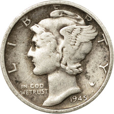 Coin, United States, Mercury Dime, Dime, 1945, U.S. Mint, San Francisco