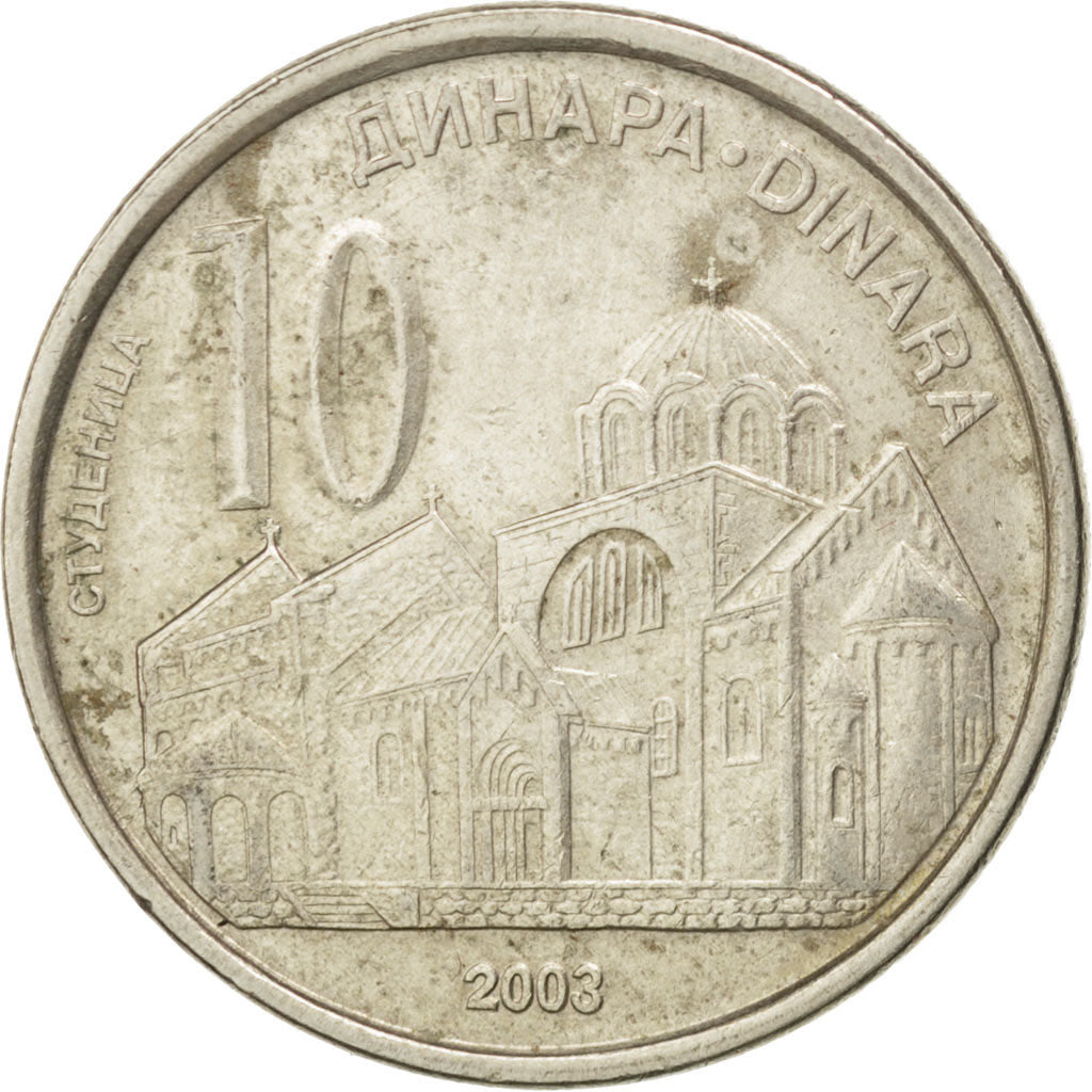 Coin, Serbia, 10 Dinara, 2003, EF(40-45), Copper-Nickel-Zinc, KM:37