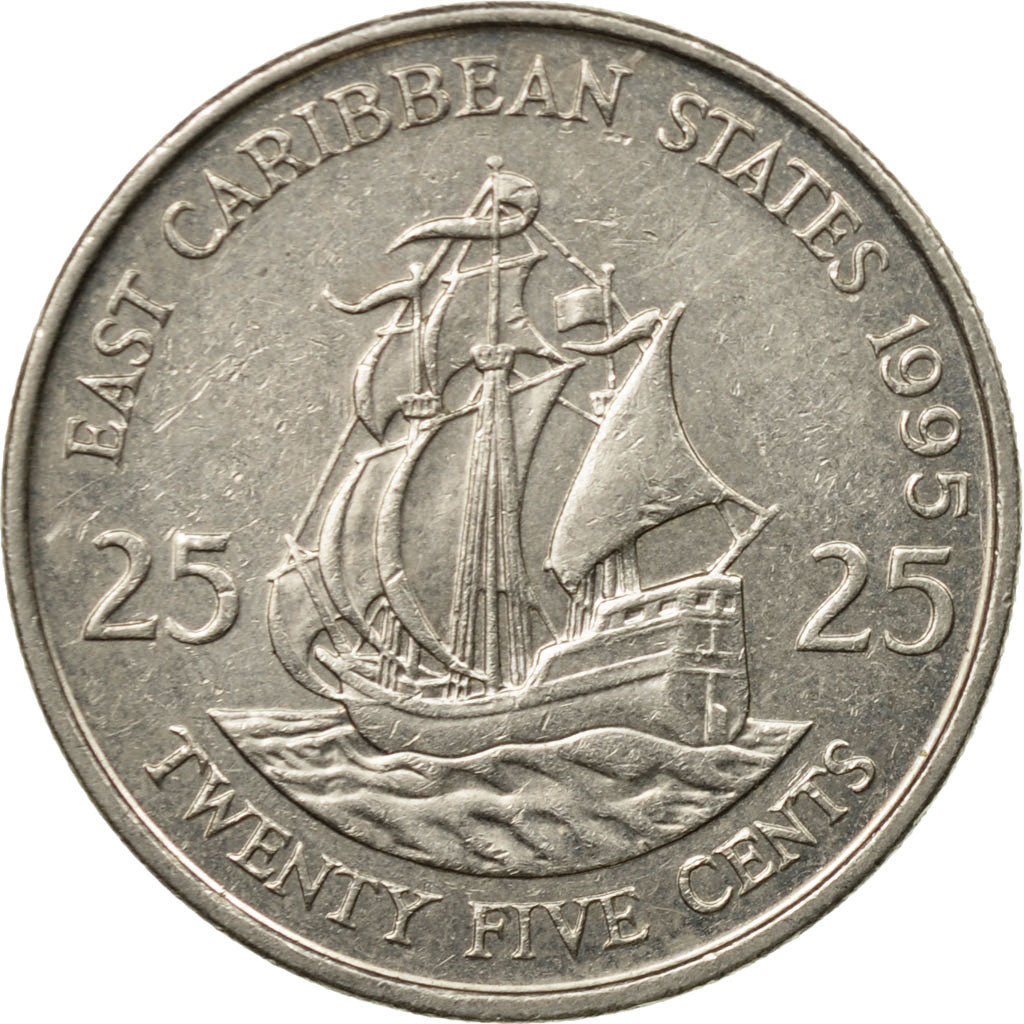 Coin, East Caribbean States, Elizabeth II, 25 Cents, 1995, EF(40-45)