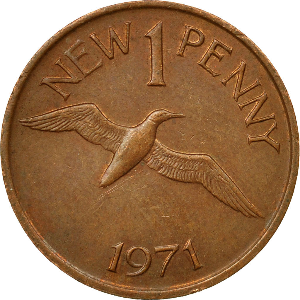 Coin, Guernsey, Elizabeth II, New Penny, 1971, EF(40-45), Bronze, KM:21