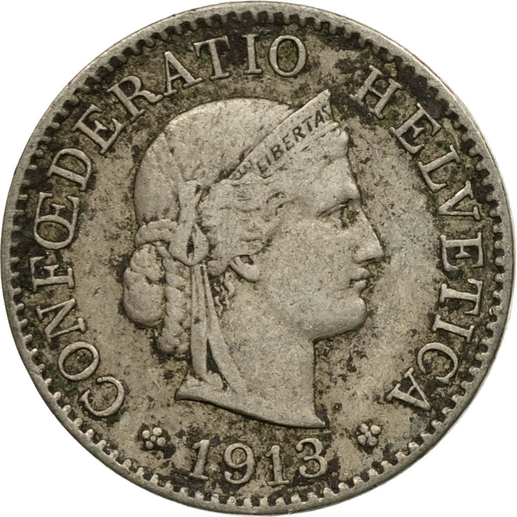 Coin, Switzerland, 5 Rappen, 1913, Bern, EF(40-45), Copper-nickel, KM:26