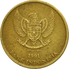 Coin, Indonesia, 50 Rupiah, 1991, EF(40-45), Aluminum-Bronze, KM:52