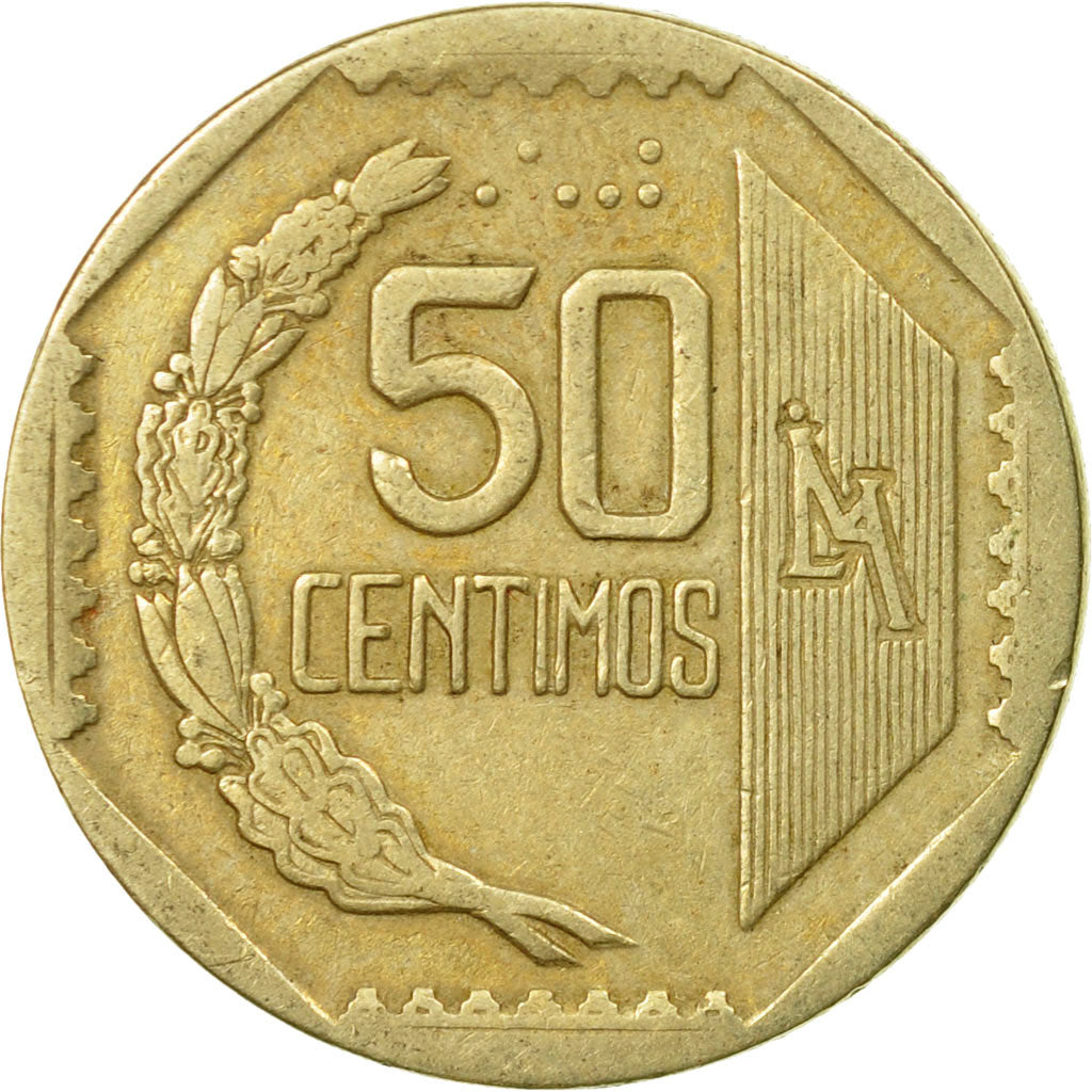 Moneda, Perú, 50 Centimos, 1991, Lima, BC+, Cobre - níquel - cinc, KM:307.1