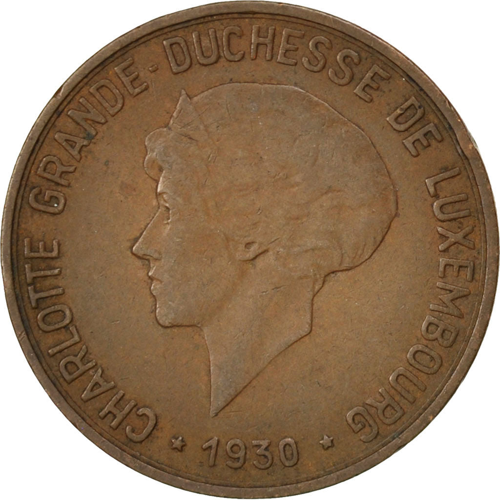 LUXEMBOURG, 10 Centimes, 1930, KM #41, EF(40-45), Bronze, 22, 3.96