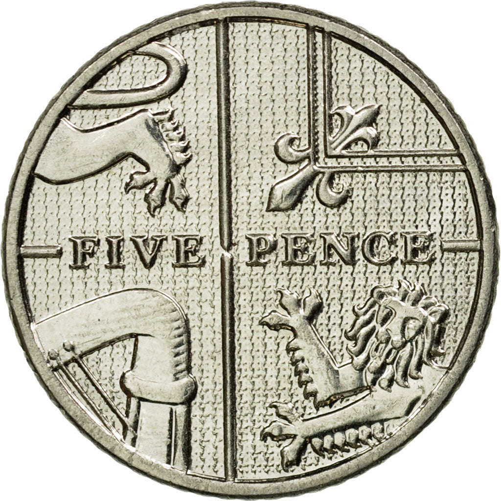 Coin, Great Britain, 5 Pence, 2014, AU(55-58), Copper-nickel