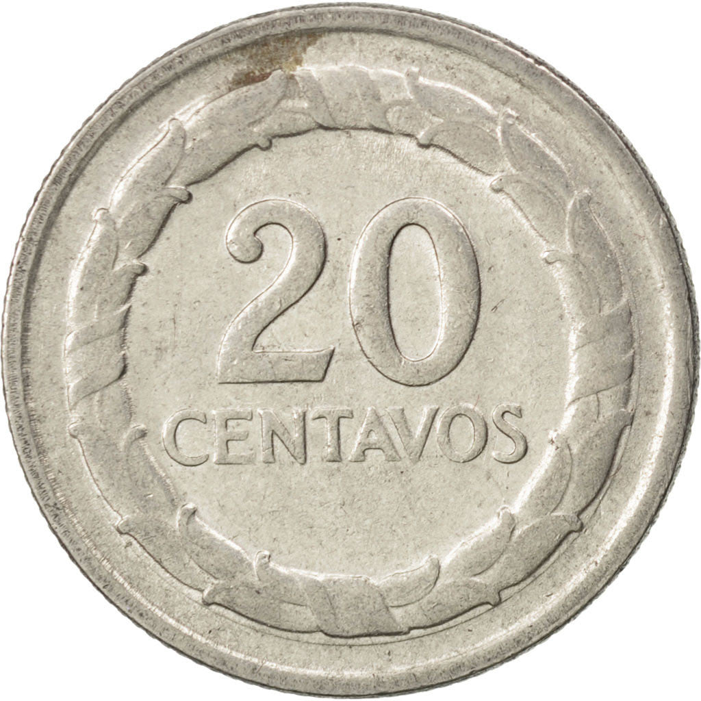 Coin, Colombia, 20 Centavos, 1968, AU(55-58), Nickel Clad Steel, KM:227