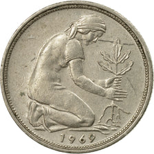 Coin, GERMANY - FEDERAL REPUBLIC, 50 Pfennig, 1969, Munich, EF(40-45)