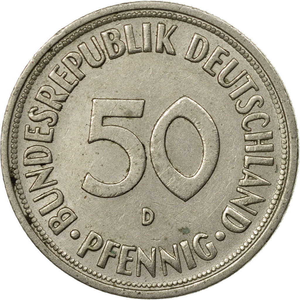 Coin, GERMANY - FEDERAL REPUBLIC, 50 Pfennig, 1969, Munich, EF(40-45)