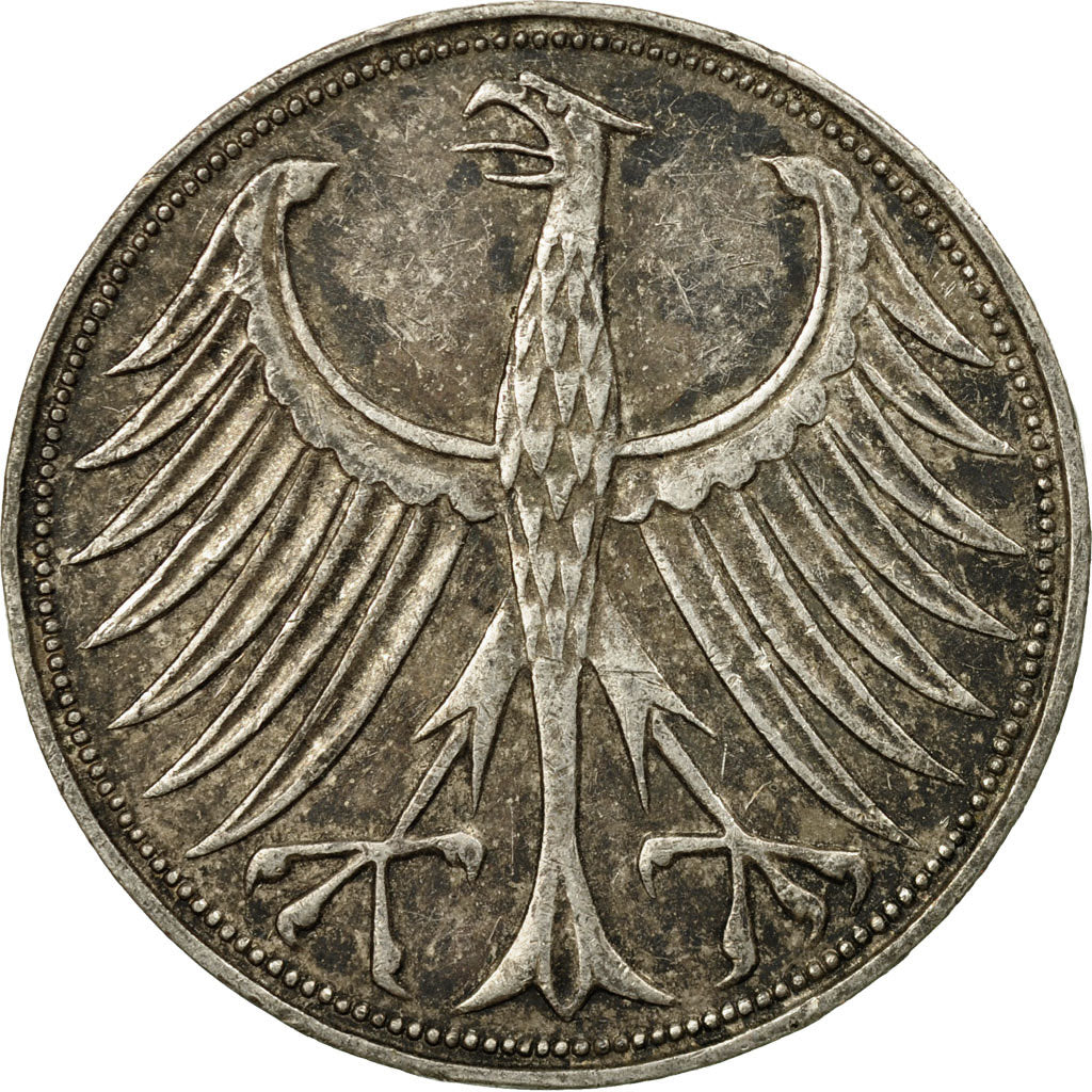 Moneta, GERMANIA - REPUBBLICA FEDERALE, 5 Mark, 1951, Karlsruhe, BB, Argento