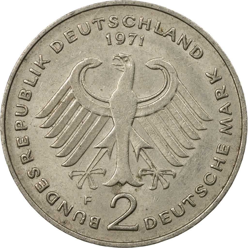 Münze, Bundesrepublik Deutschland, 2 Mark, 1971, Stuttgart, SS, Copper-Nickel
