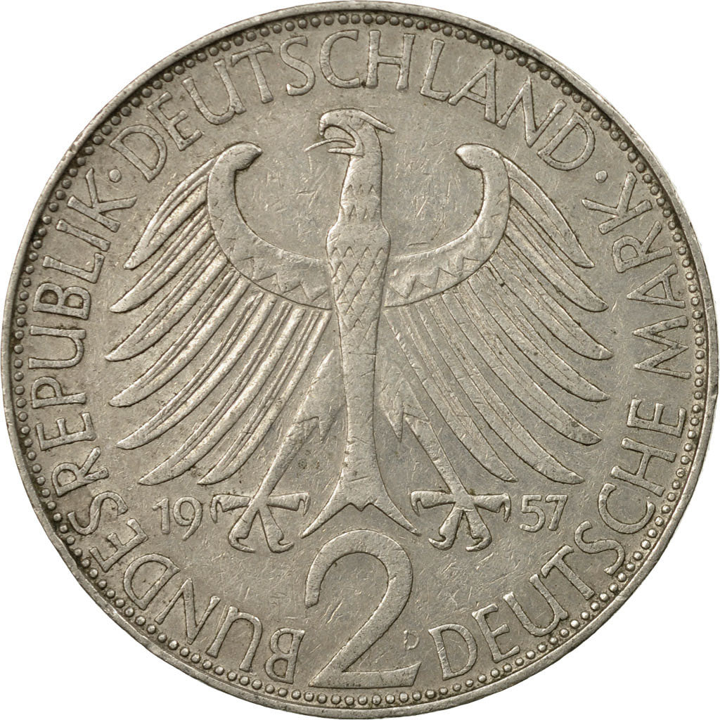 Moneta, GERMANIA - REPUBBLICA FEDERALE, 2 Mark, 1957, Munich, BB, Rame-nichel