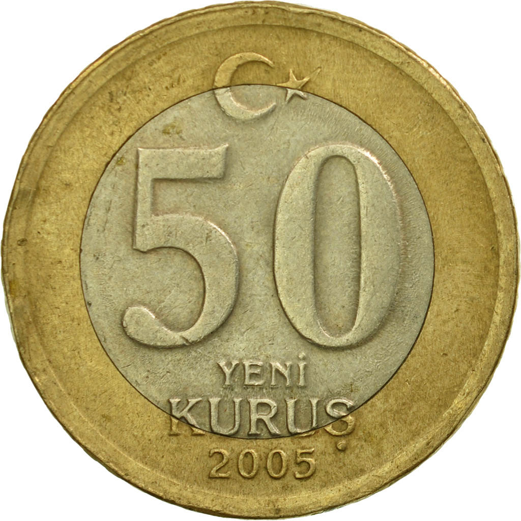 Monnaie, Turquie, 50 New Kurus, 2005, Istanbul, TTB, Bi-Metallic, KM:1168