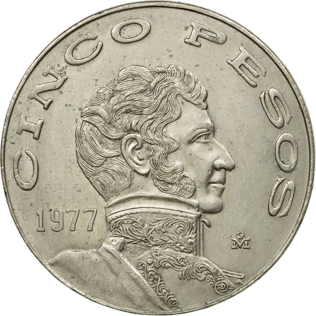 Münze, Mexiko, 5 Pesos, 1977, Mexico City, SS, Copper-nickel, KM:472