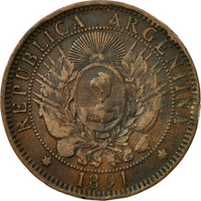 Coin, Argentina, 2 Centavos, 1891, F(12-15), Bronze, KM:33