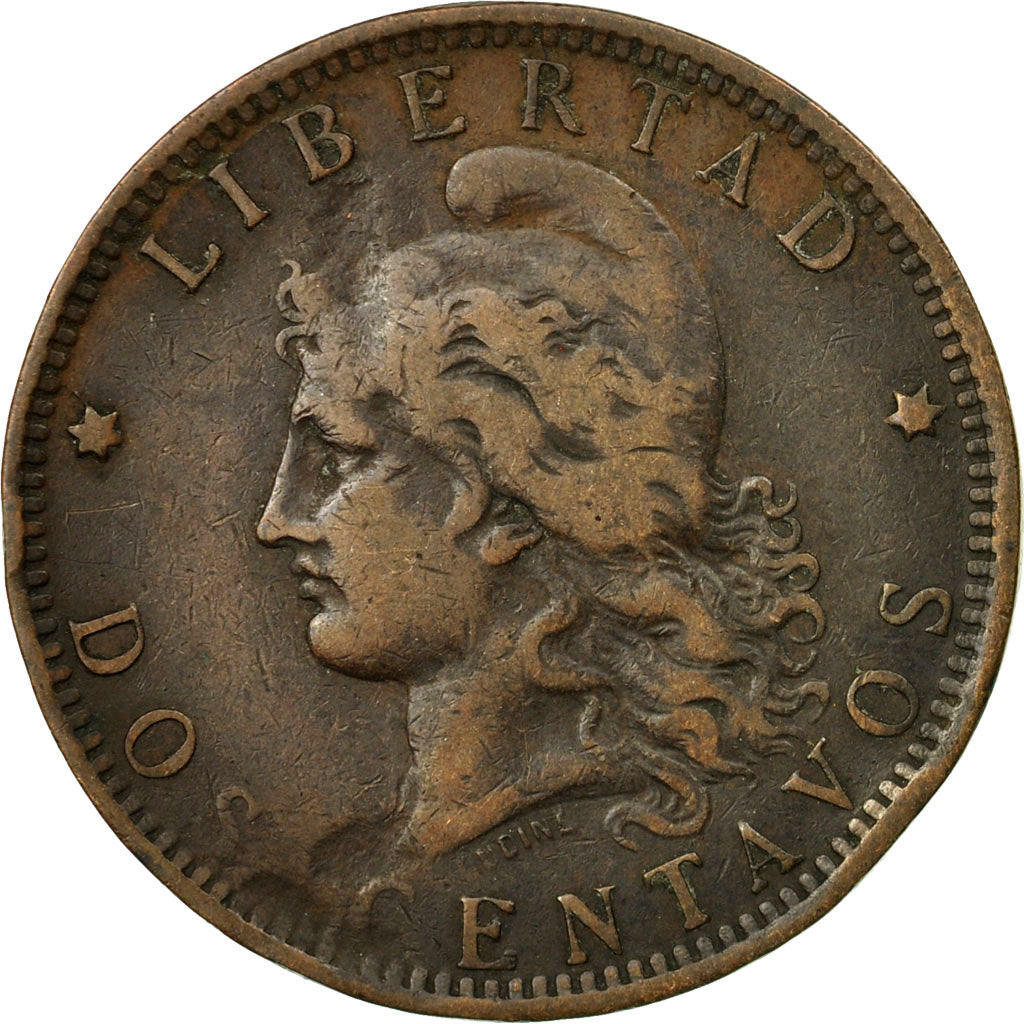 Coin, Argentina, 2 Centavos, 1891, F(12-15), Bronze, KM:33