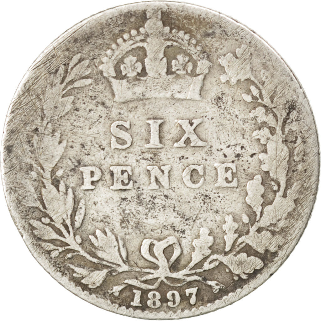 GREAT BRITAIN, 6 Pence, 1897, KM #779, VF(20-25), Silver, 19.5, 2.66