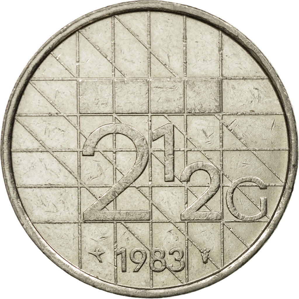 Moneda, Países Bajos, Beatrix, 2-1/2 Gulden, 1983, MBC, Níquel, KM:206