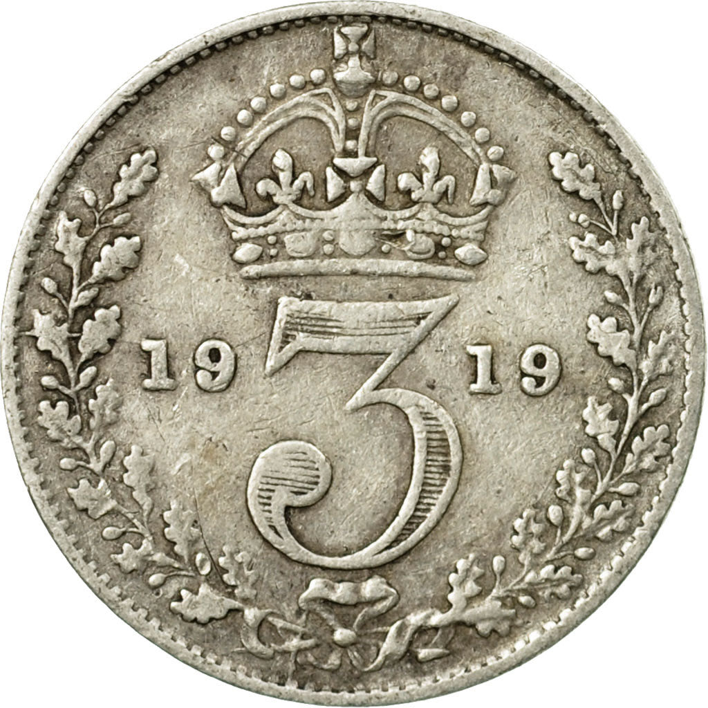 Coin, Great Britain, George V, 3 Pence, 1919, VF(30-35), Silver, KM:813