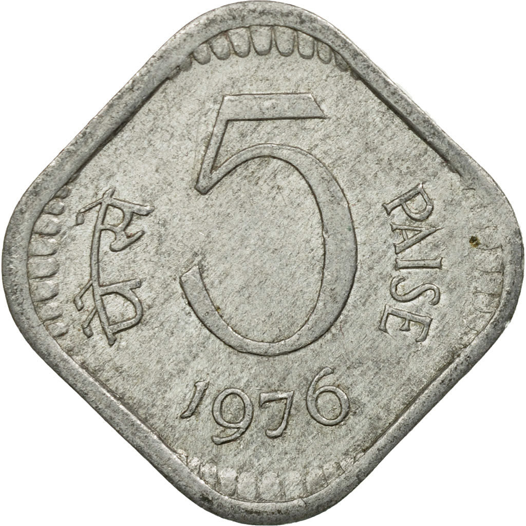 Coin, INDIA-REPUBLIC, 5 Paise, 1976, EF(40-45), Aluminum, KM:18.6