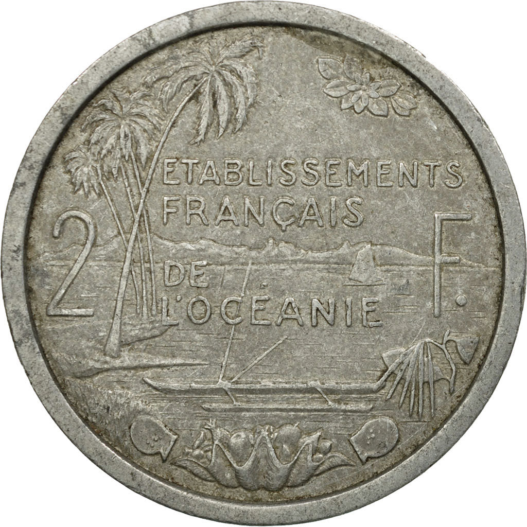 Monnaie, FRENCH OCEANIA, 2 Francs, 1949, TB+, Aluminium, KM:3
